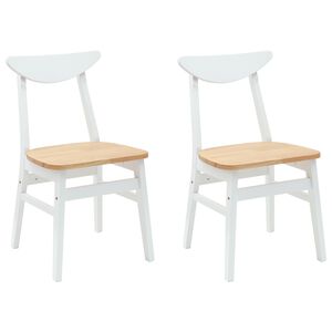 vidaXL Dining Chairs 2 pcs Solid Rubber Wood White 42 x 47.5 x 81 cm