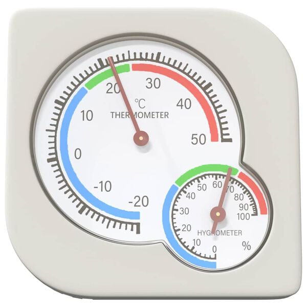 vidaXL Thermo Hygrometer White 7.5 x 7.5 x 1.2 cm ABS