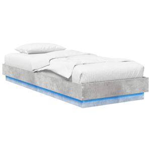 vidaXL Bed Frame with LED Concrete Grey 80 x 200 cm Engineered Wood