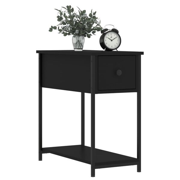 vidaXL Bedside Cabinet Black 30x60x60 cm Engineered Wood