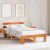 vidaXL Bed Frame with Headboard Wax Brown 140 x 190 cm Solid Pine Wood