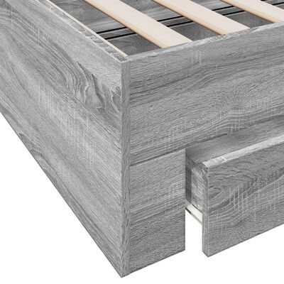 vidaXL Bed Frame with Drawers Grey Sonoma 90x200 cm Engineered Wood