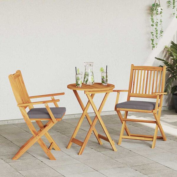 vidaXL Folding Chair 2 pcs Grey 49 x 57.5 x 92cm Solid Acacia wood
