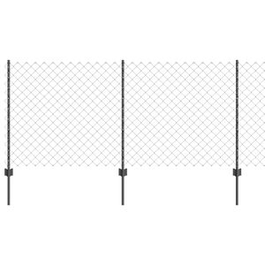vidaXL Chainlink Fence with Post 10 x 1 m PVC-Coated Steel Grey Mesh
