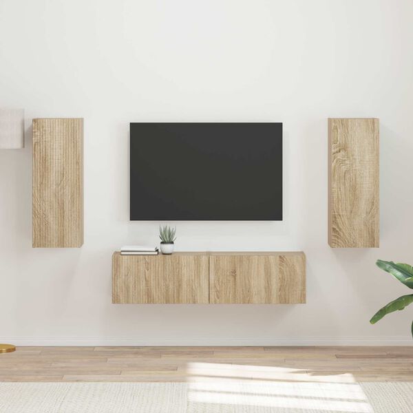 vidaXL TV Cabinet Set Wall-mounted 2 pcs Sonoma Oak Engineered Wood