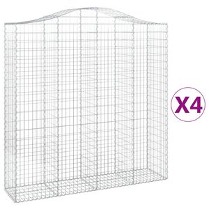 vidaXL Arched Gabion Baskets 4 pcs 200x50x200/220 cm Galvanised Iron
