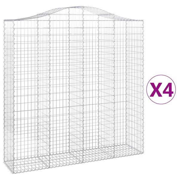 vidaXL Arched Gabion Baskets 4 pcs 200x50x200/220 cm Galvanised Iron
