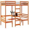 vidaXL Loft Bed Frame with Desk and Chairs Wax Brown 90x190cm Solid Wood Pine