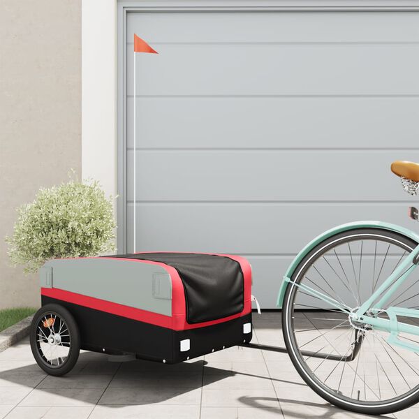 vidaXL Bike Trailer Black and Red 45 kg Iron