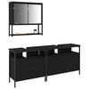 vidaXL Bathroom Furniture Set with Shelf 3 pcs Black Engineered wood