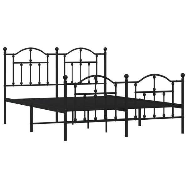 vidaXL Metal Bed Frame without Mattress with Footboard Black 140x200cm