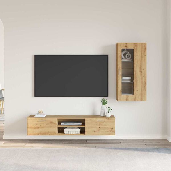vidaXL TV Cabinet Set with Drawer FLORIN Artisan Oak Engineered Wood