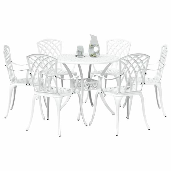 vidaXL Garden Dining Set 7 pcs White Aluminium