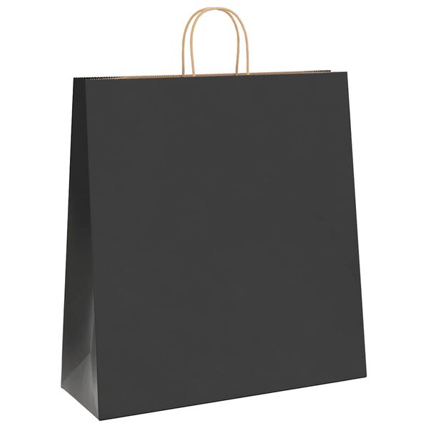 vidaXL Paper Bags 50 pcs with Handles Black 45x17x48 cm