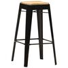 vidaXL Bar Stools 4 pcs Black Solid Mango Wood