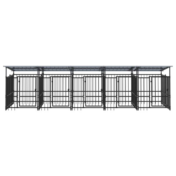 vidaXL Outdoor Dog Kennel with Roof Steel 9.38 m&sup2;