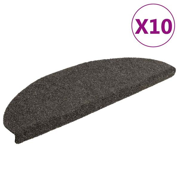 vidaXL Stair Mats Self-adhesive 10 pcs 65x21x4 cm Anthracite Half Round Large