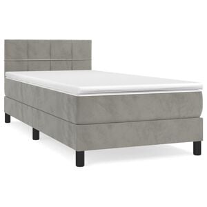 vidaXL Box Spring Bed with Mattress Light Grey 80x200 cm Velvet