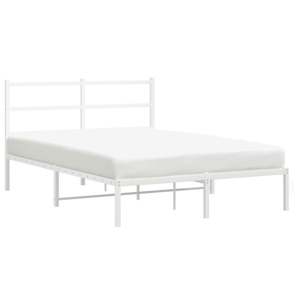vidaXL Metal Bed Frame without Mattress with Headboard White 140x200cm