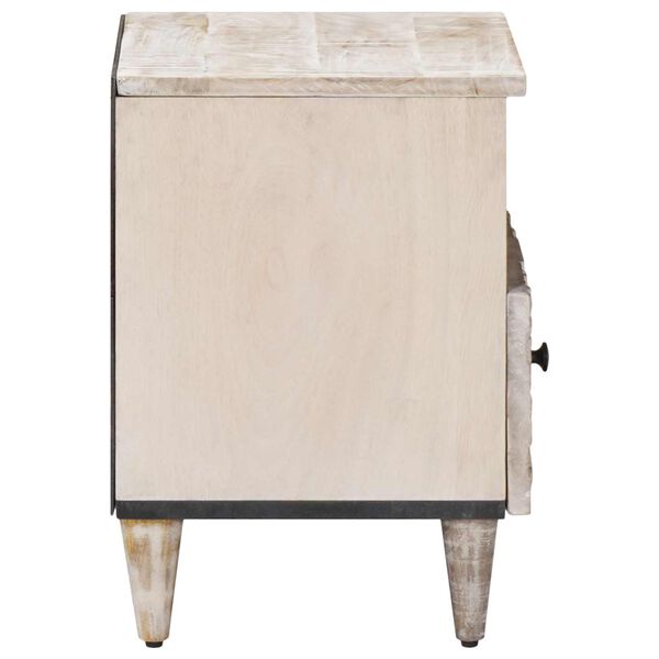 vidaXL Bed cabinet with Drawer White 40 x 33 x 46 cm Solid Mango Wood
