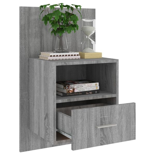 vidaXL Wall-mounted Bedside Cabinet Grey Sonoma