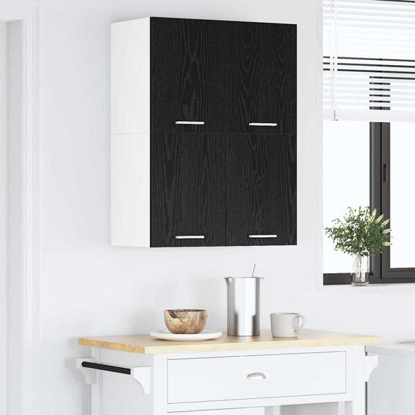 vidaXL Hanging Cabinet with Door Black Oak and White 60 x 31 x 40 cm