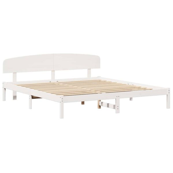 vidaXL Bed Frame with Headboard White 180 x 200 cm Solid Pine Wood