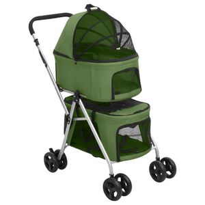 vidaXL 2-Layers Folding Dog Stroller Green 83x48x97 cm Oxford Fabric