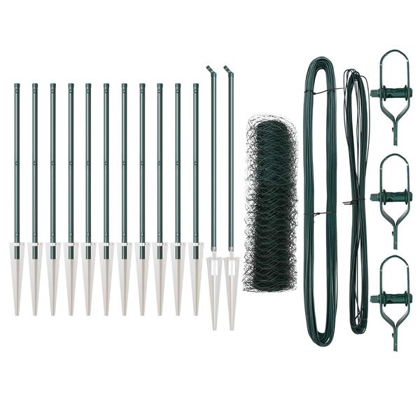 vidaXL Fence Post Green 25 x 0.6 m (50 mm mesh) Steel and PVC