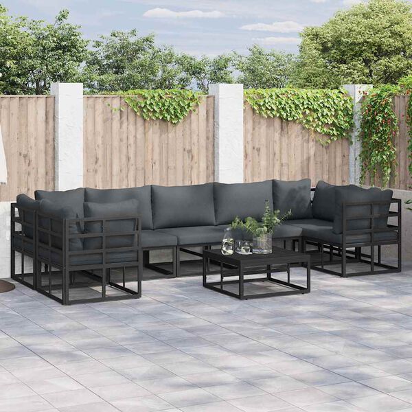 vidaXL Garden Sofa Set Black Aluminium