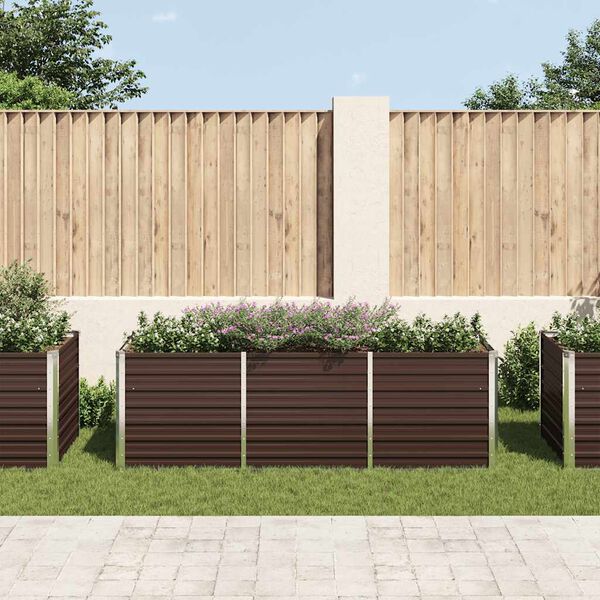 vidaXL Garden Raised Bed Brown 240x80x77 cm Galvanised Steel