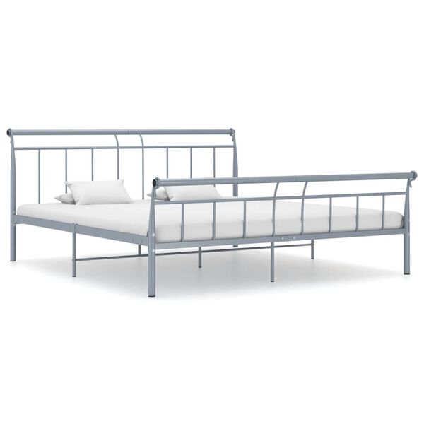 vidaXL Bed Frame without Mattress Grey Metal 180x200 cm Super King