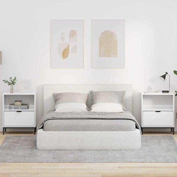 vidaXL Bedside Tables 2 pcs High gloss white 49 x 36 x 61 cm