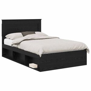 vidaXL Bed Frame with Headboard Black 120 x 190 cm Solid Pine Wood