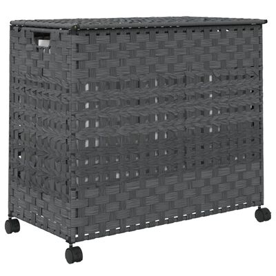 vidaXL Laundry Basket with Wheels Grey 66x35x60 cm Rattan