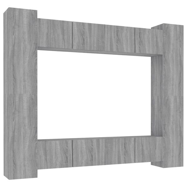 vidaXL 8 Piece TV Cabinet Set Grey Sonoma Engineered Wood