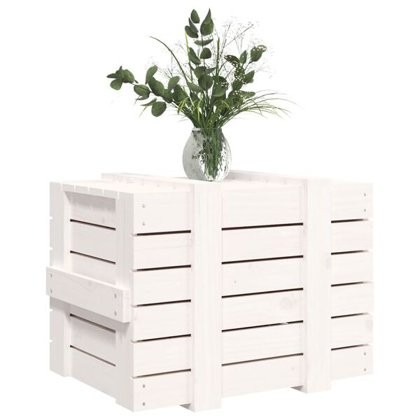 vidaXL Storage Box White 58x40.5x42 cm Solid Wood Pine