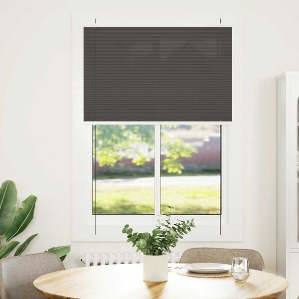 vidaXL Pleated Blind Black 100x100 cm Fabric Width 99.4 cm Polyester