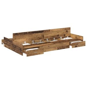 vidaXL Storage Bed Frame Old Wood 120 x 200 cm Engineered Wood