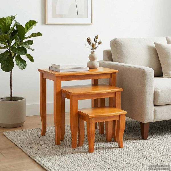 vidaXL Nesting Side Tables 3 pcs Natural Solid Mahogany Wood