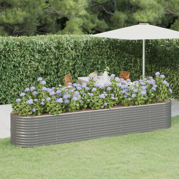 vidaXL Garden Raised Bed Galvanised Steel 368x80x68 cm Grey
