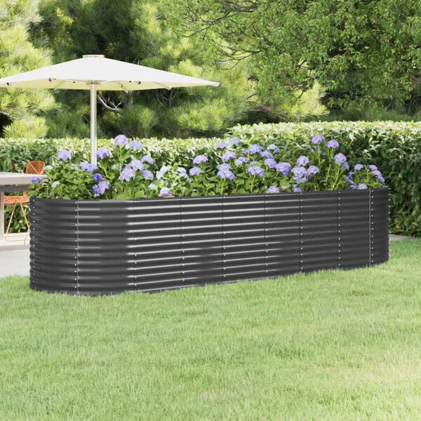 vidaXL Garden Raised Bed Galvanised Steel 322x100x68 cm Anthracite