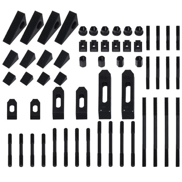 vidaXL 58 Pieces Clamping Set Steel T Slot M8