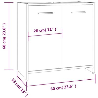 vidaXL Bathroom Cabinet Smoked Oak 60x33x60 cm Engineered Wood