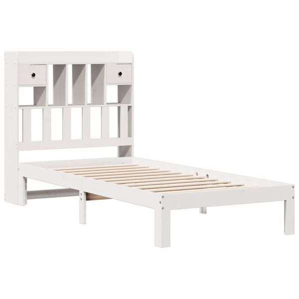 vidaXL Bookcase Bed without Mattress White 75x190cm Solid Wood Pine