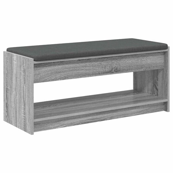 vidaXL Hall Bench with Cushion with Shelf Grey Sonoma 103 x 38 x 45 cm