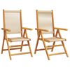 vidaXL Folding Chairs 2 pcs Beige Solid Wood Acacia and Polypropylene