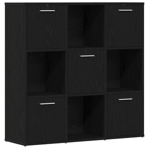 vidaXL Book Cabinet Black Oak 90x28x90 cm Engineered Wood