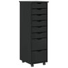 vidaXL Rolling Cabinet with Drawers "MOSS" Black Solid Wood Pine