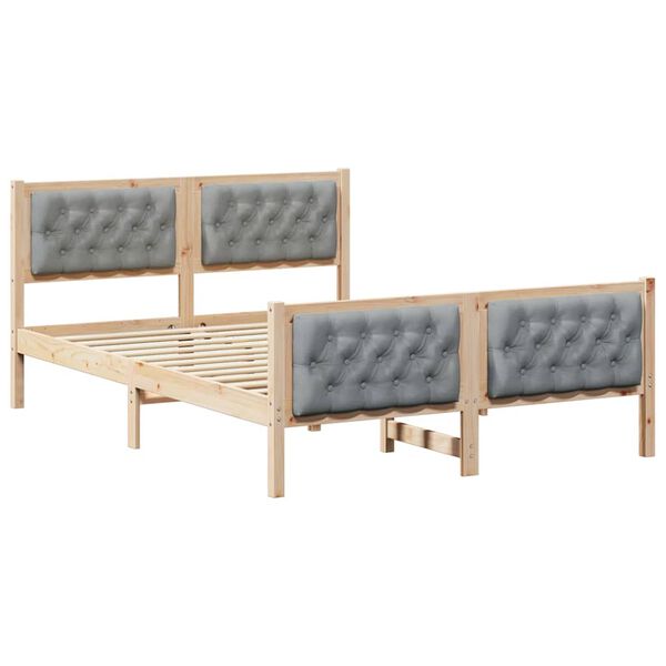 vidaXL Bed Frame Light Grey 140 x 200 cm Solid Pine Wood